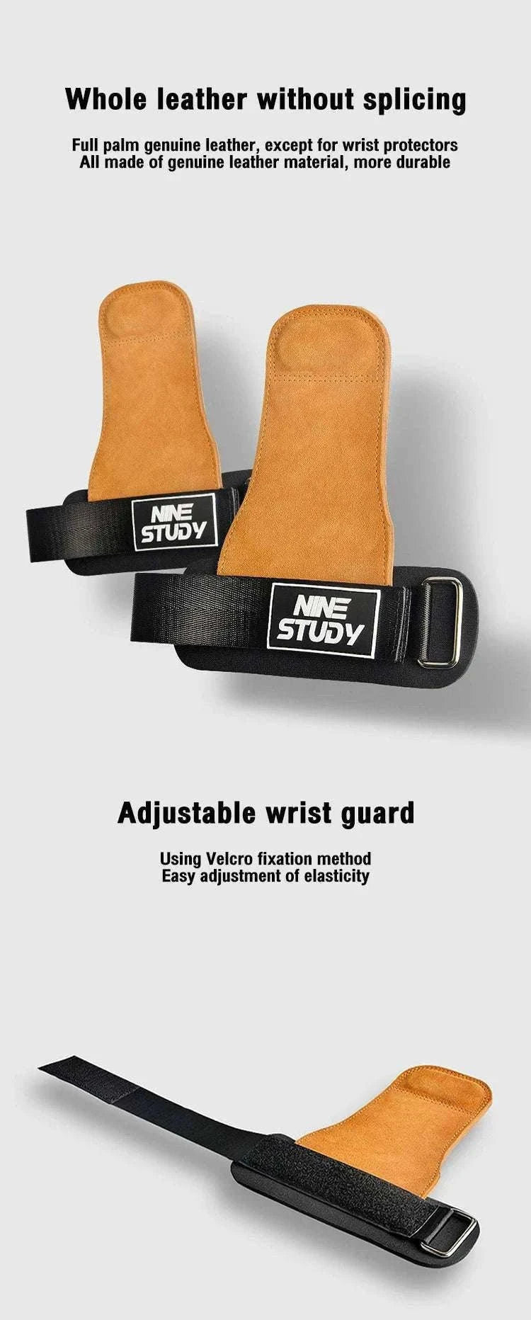 Anti-Slip Gym Gloves with Wrist Straps for Weightlifting Support-Brown