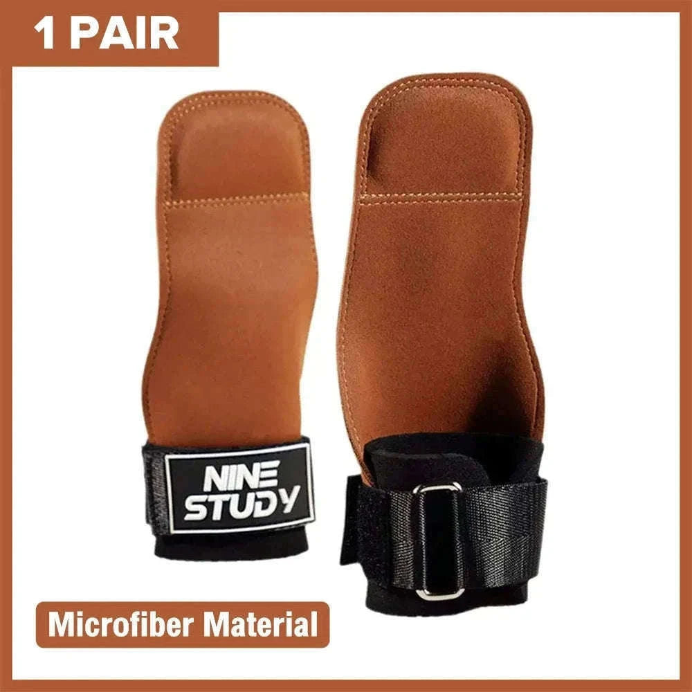 Anti-Slip Gym Gloves with Wrist Straps for Weightlifting Support-Brown
