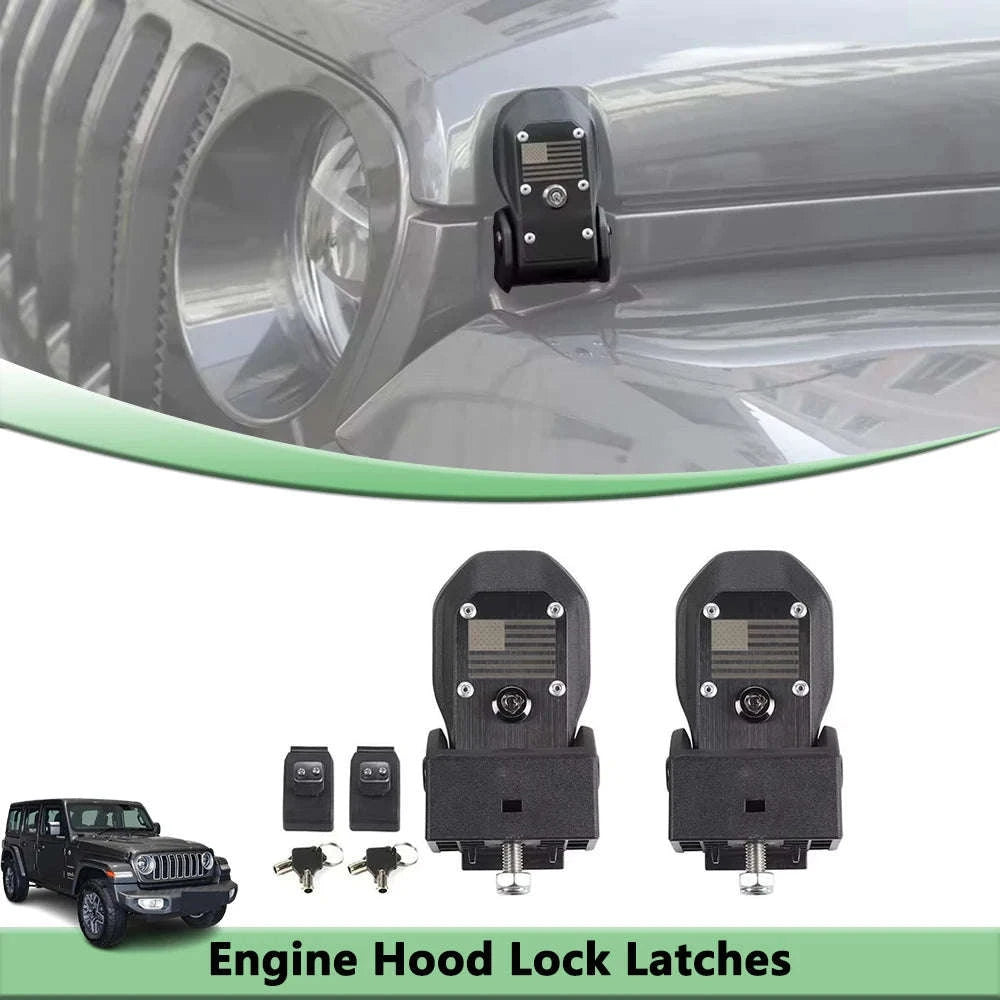 Anti-Theft Hood Latches for JL JLU 4XE JT 2018-2025-Black