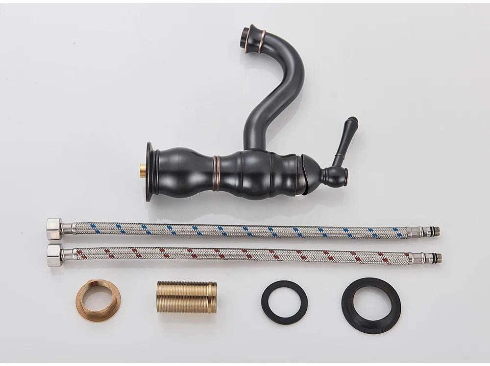 Antique Brass Basin Faucet Mixer Tap-Chrome Short