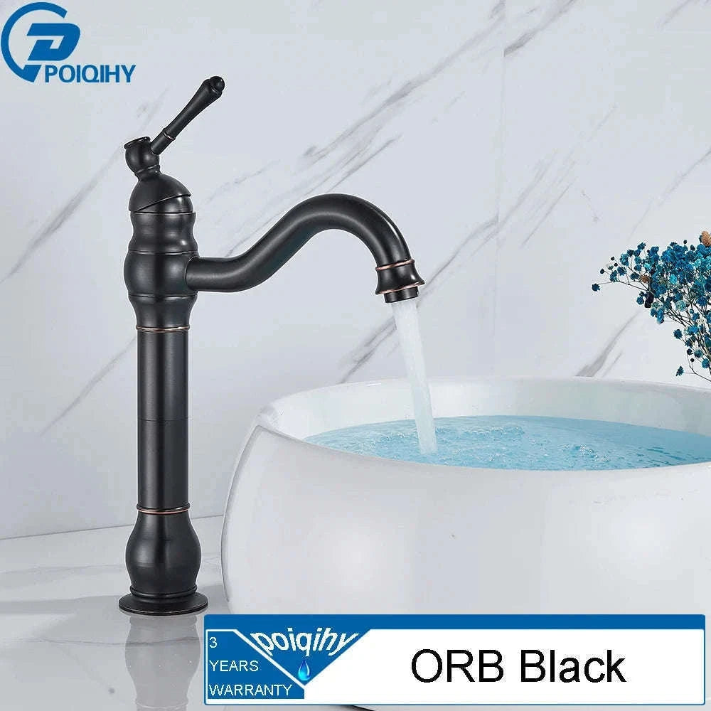 Antique Brass Basin Faucet Mixer Tap with Ceramic Valve-Chrome Short