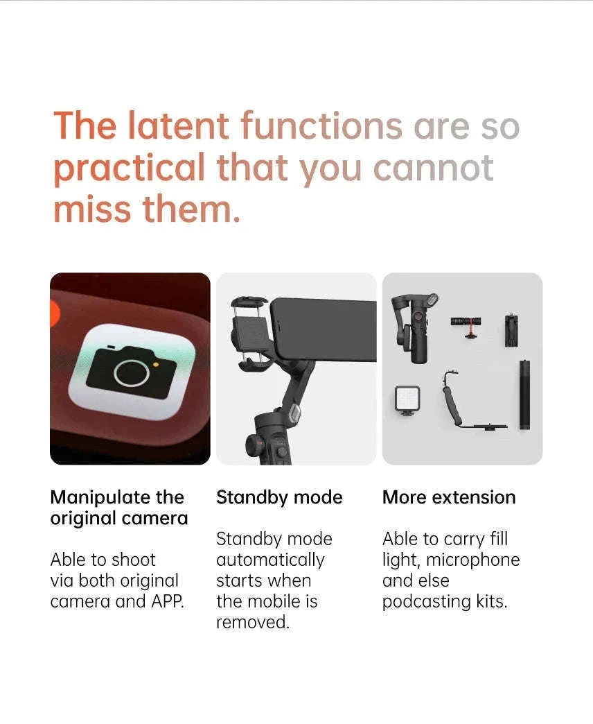 AOCHUAN 3-Axis Handheld Gimbal Stabilizer for Smartphones-With RGB lights