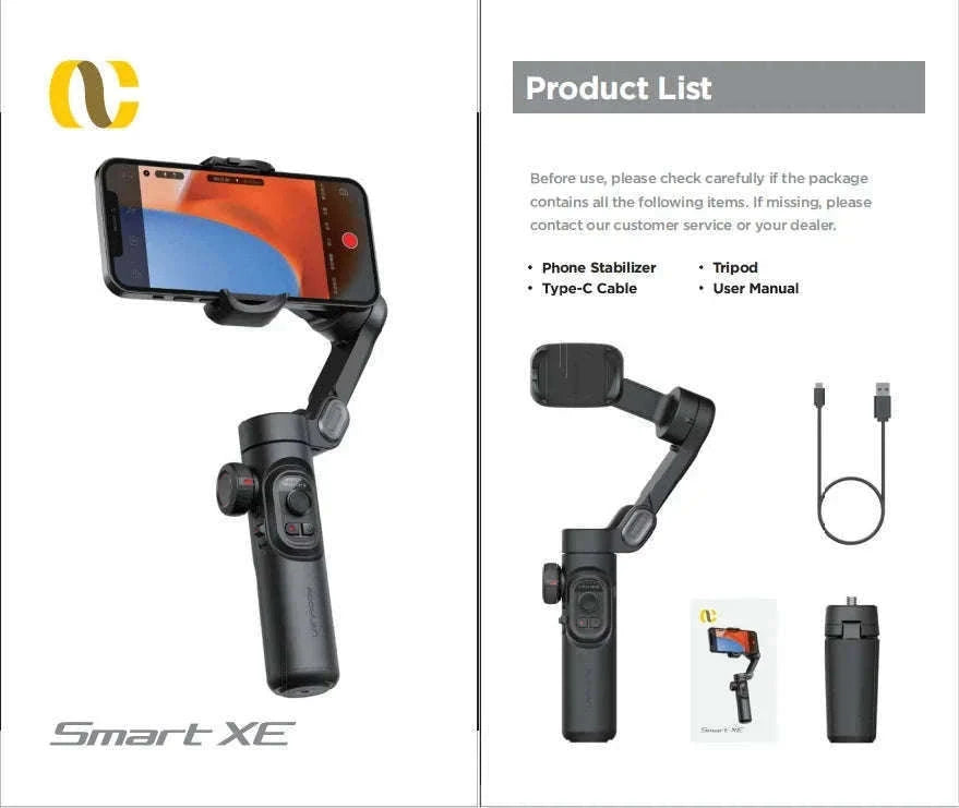 AOCHUAN 3-Axis Handheld Gimbal Stabilizer for Smartphones-With RGB lights