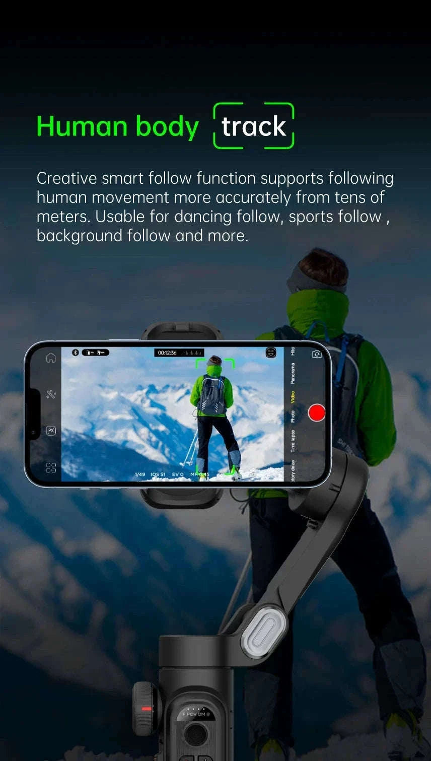 AOCHUAN 3-Axis Handheld Gimbal Stabilizer for Smartphones-With RGB lights