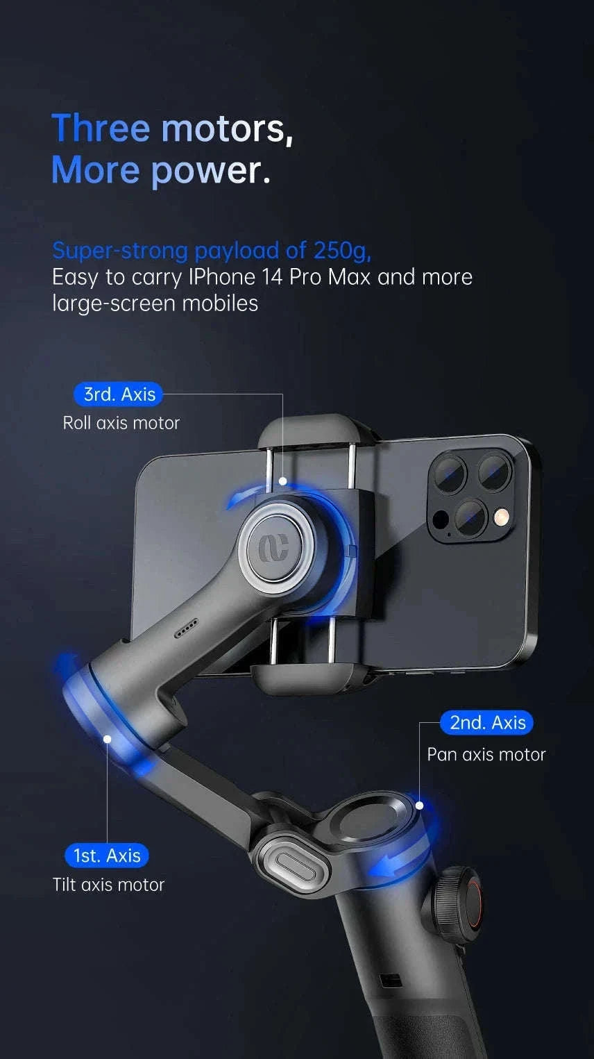 AOCHUAN 3-Axis Handheld Gimbal Stabilizer for Smartphones-With RGB lights