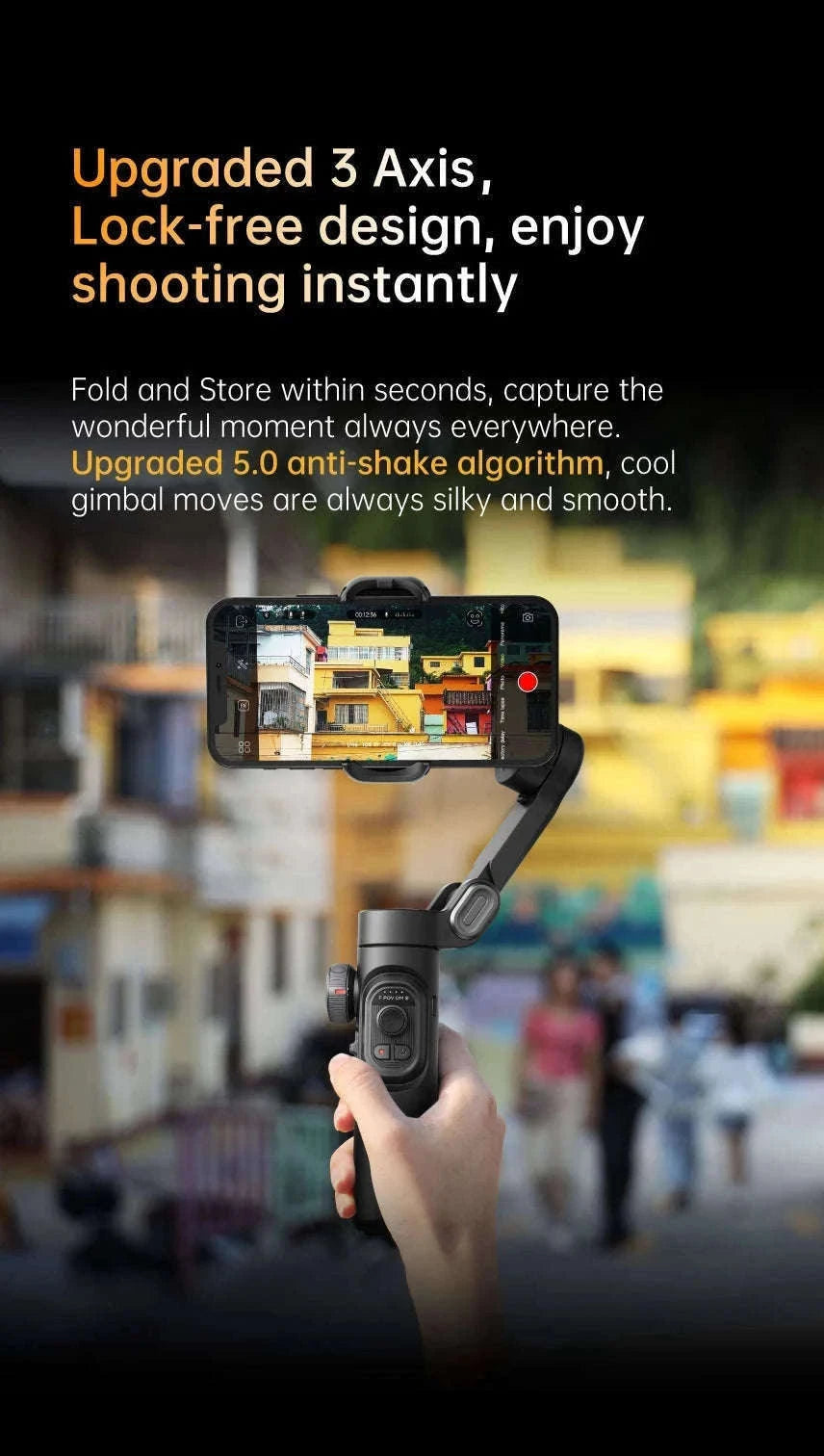 AOCHUAN 3-Axis Handheld Gimbal Stabilizer for Smartphones-With RGB lights