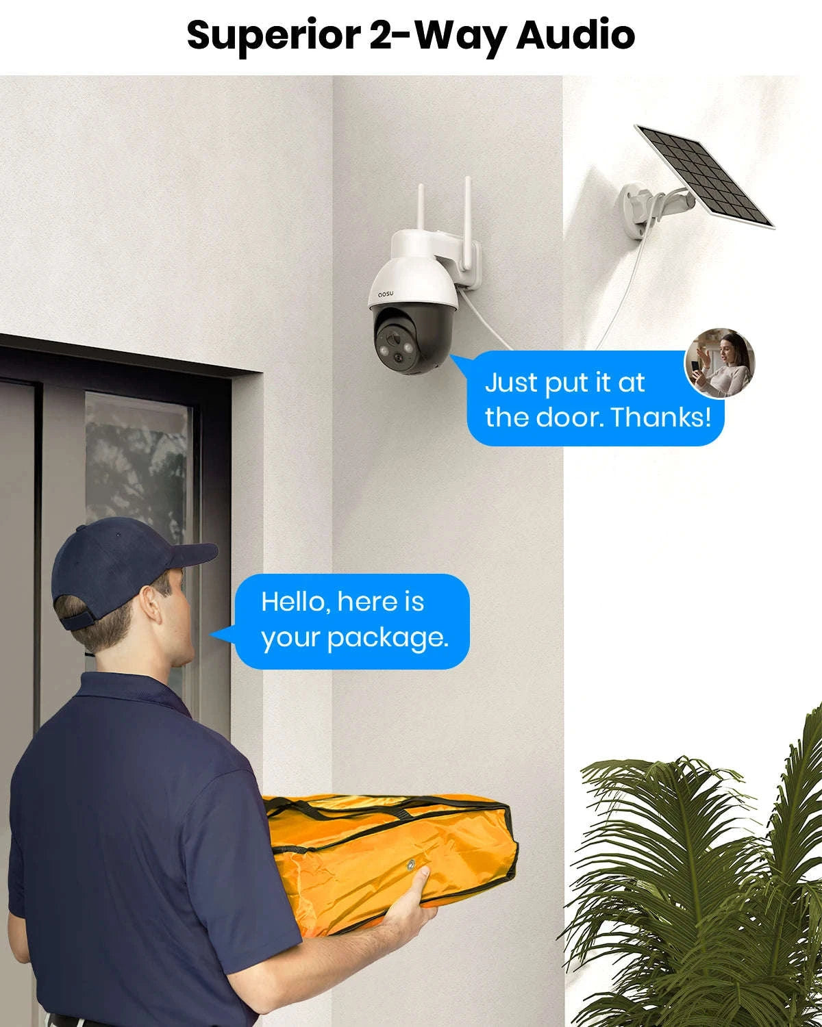 AOSU 3MP Solar PTZ Security Camera with 2-Way Audio-4pcs / United States