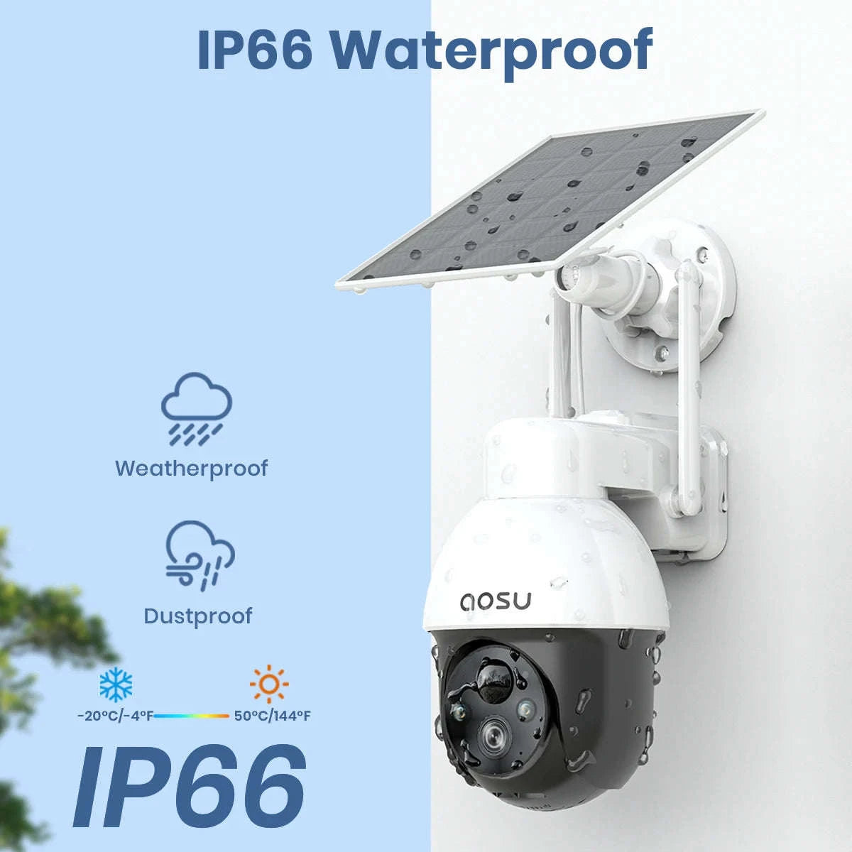 AOSU 3MP Solar PTZ Security Camera with 2-Way Audio-4pcs / United States