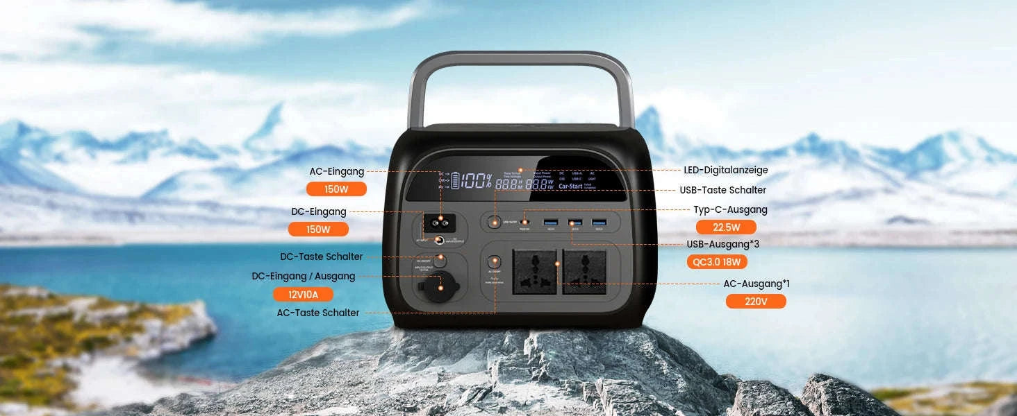 AP400 Portable Power Station 500W 345.6Wh LiFePO4 Battery-500W 220V EU Plug / Poland