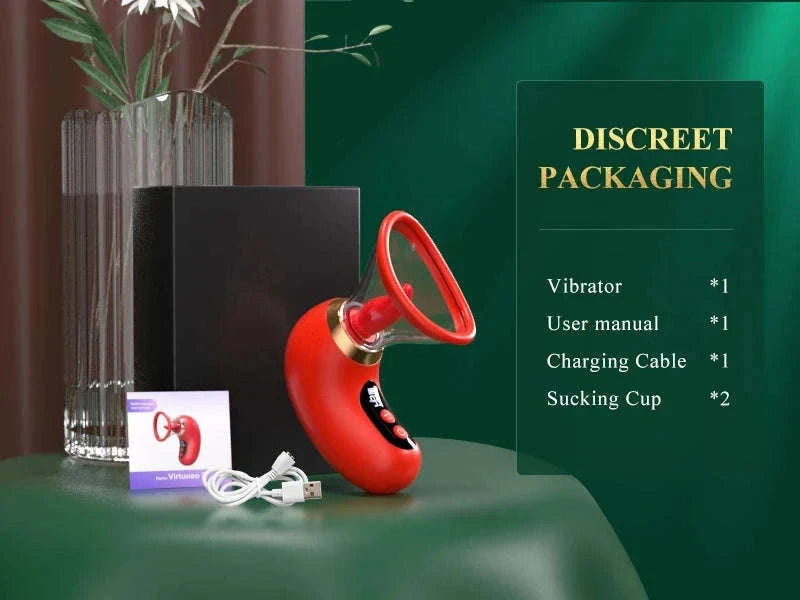 APP Control Clitoral Sucker Vibrator with Licking Modes-1041-DH-Red / United States