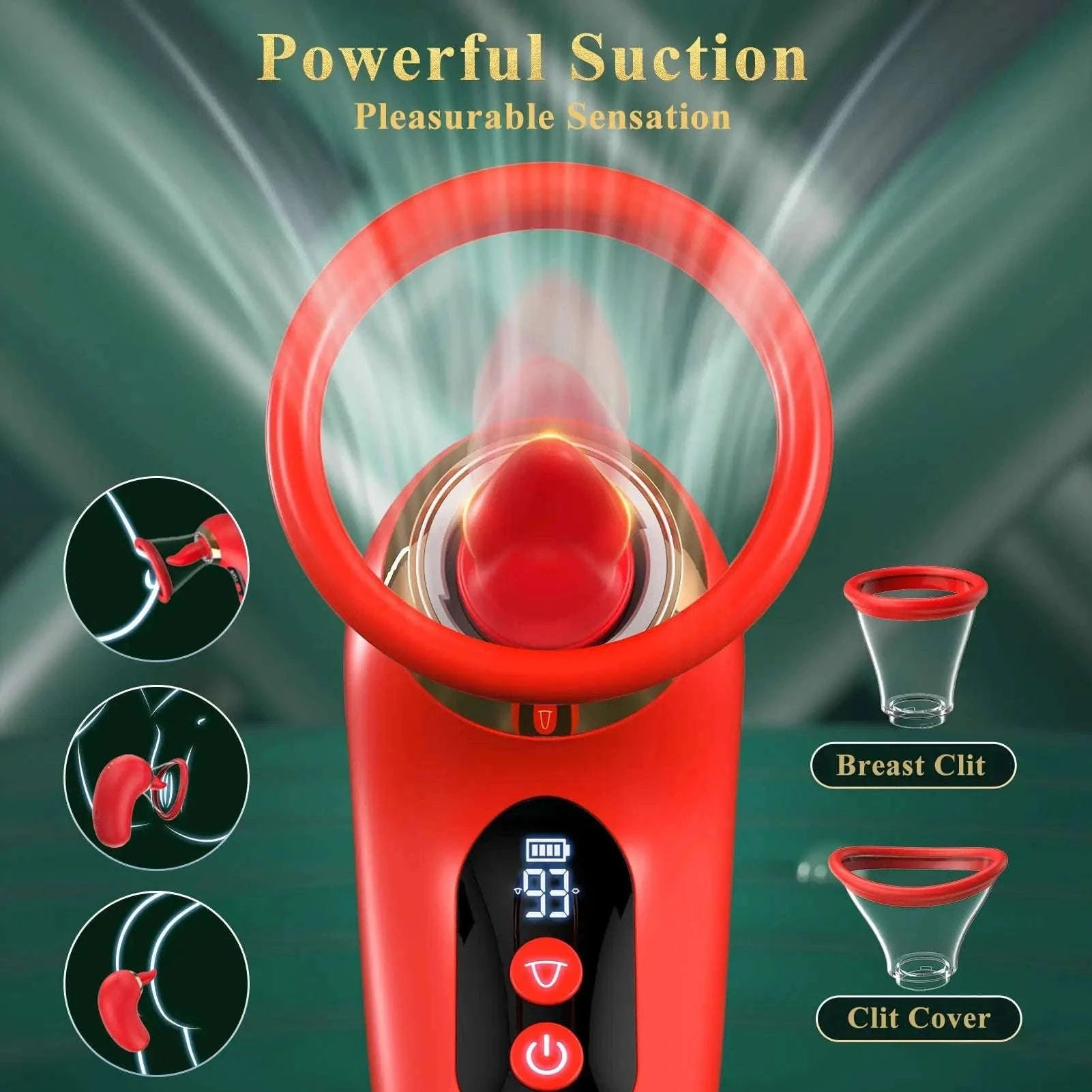 APP Control Clitoral Sucker Vibrator with Licking Modes-1041-DH-Red / United States