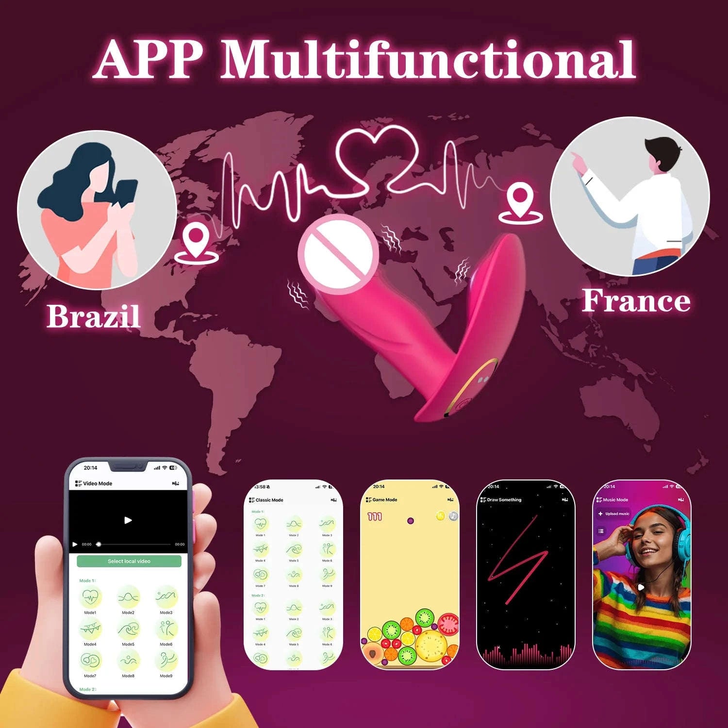 APP Control Wearable Dildo Vibrator for Women-CD82-APP-RD / China Mainland