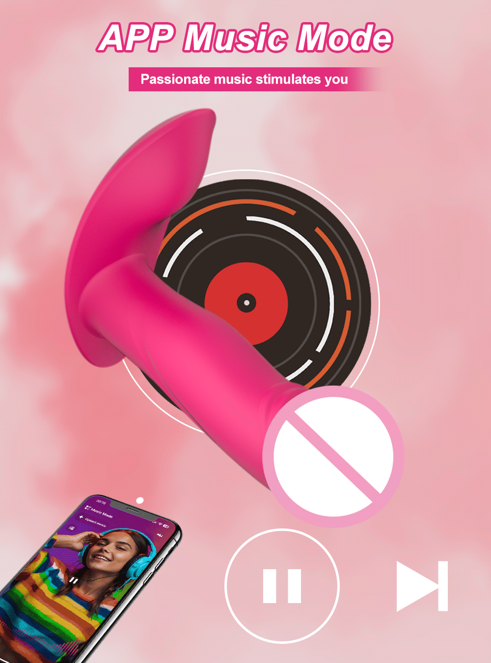 APP Control Wearable Dildo Vibrator for Women-CD82-APP-RD / China Mainland
