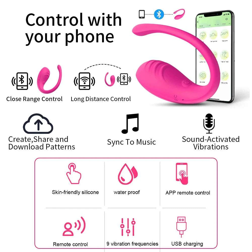App Controlled Wearable Vibrating Egg with 9 Modes for Couples-Purple with Box