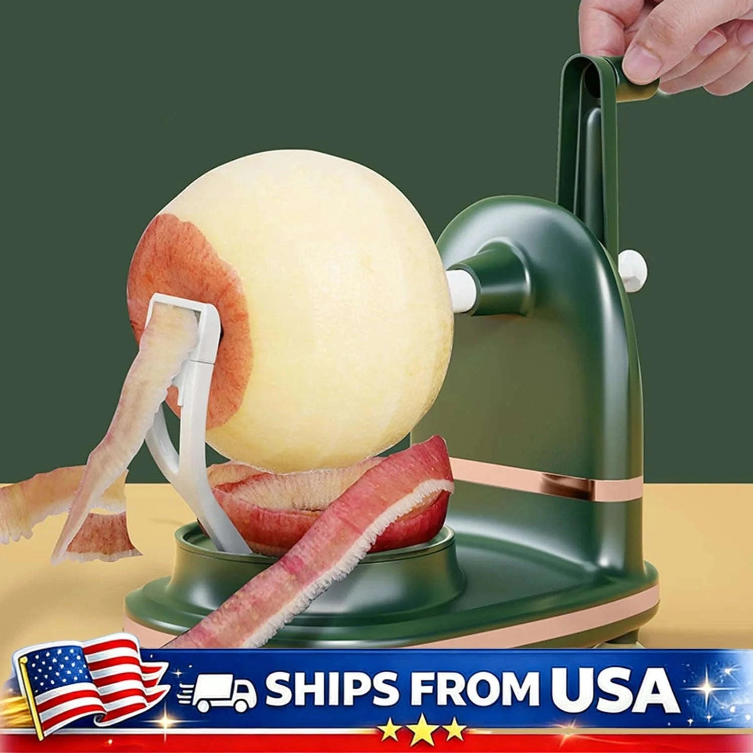Apple Peeler Slicer Corer with Suction Base for Fast Prep-Green / United States