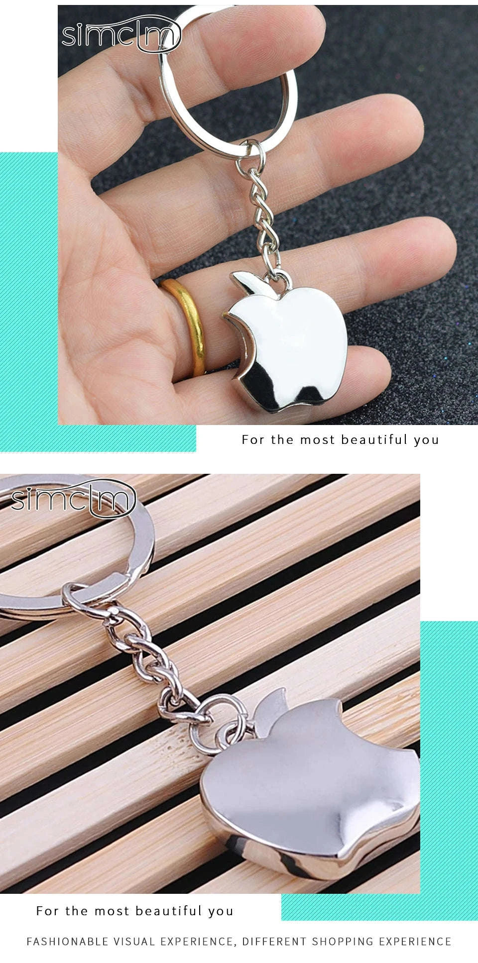 Apple-Shaped Metal Key Chain Pendant-Apple Keychain / 8.5cm