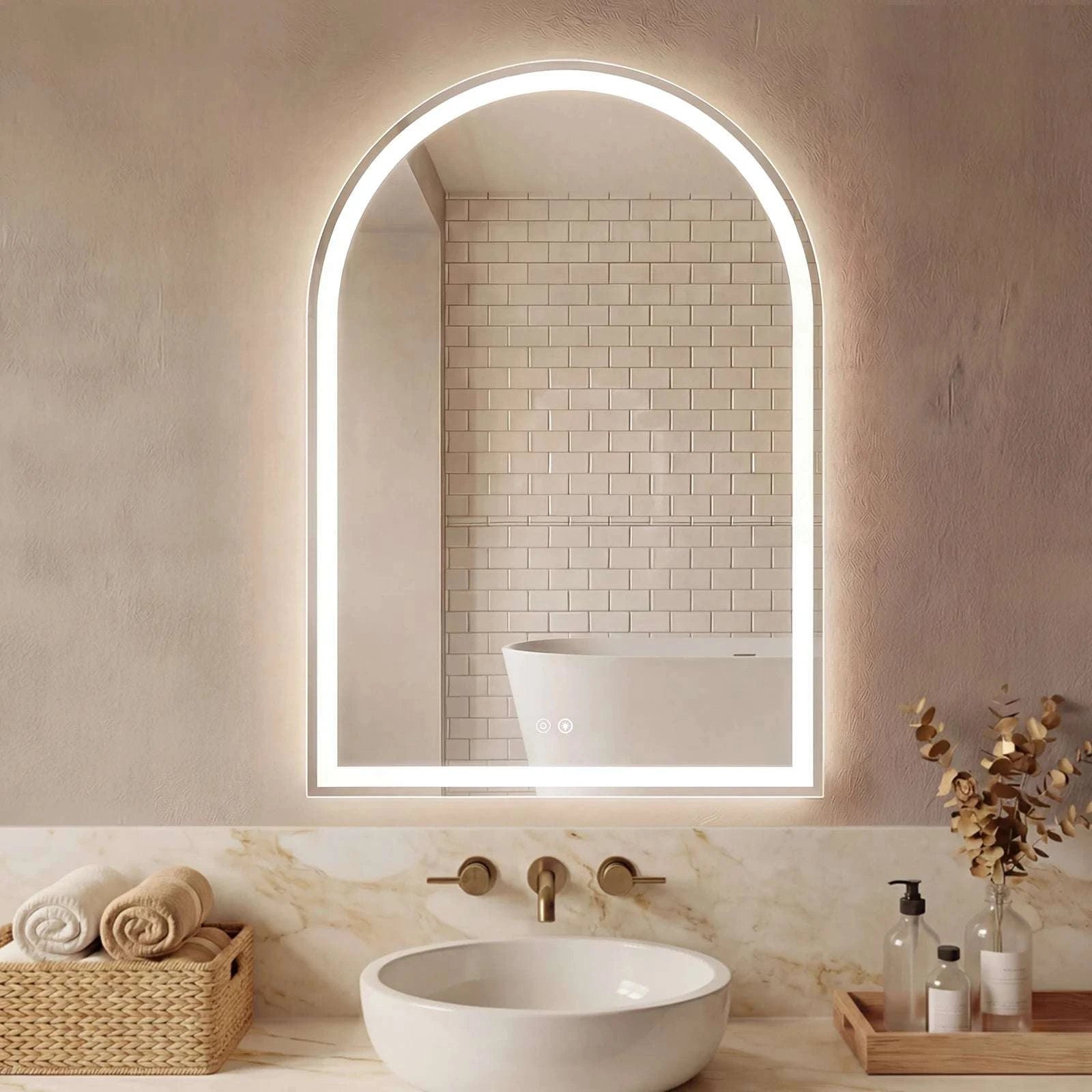 Arched LED Bathroom Vanity Mirror with 3 Light Modes & Defog-36L x 28W / United States