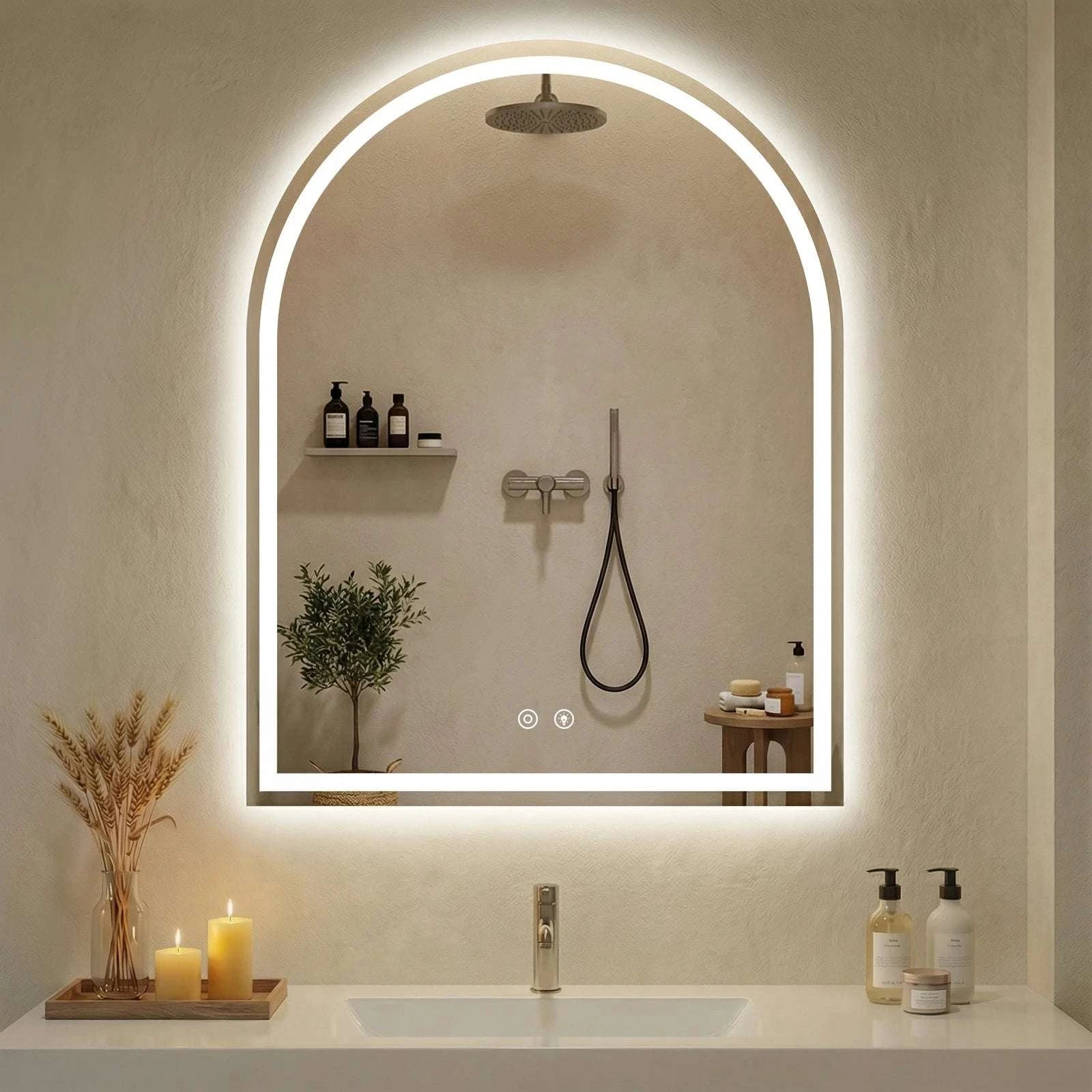 Arched LED Bathroom Vanity Mirror with 3 Light Modes & Defog-36L x 28W / United States