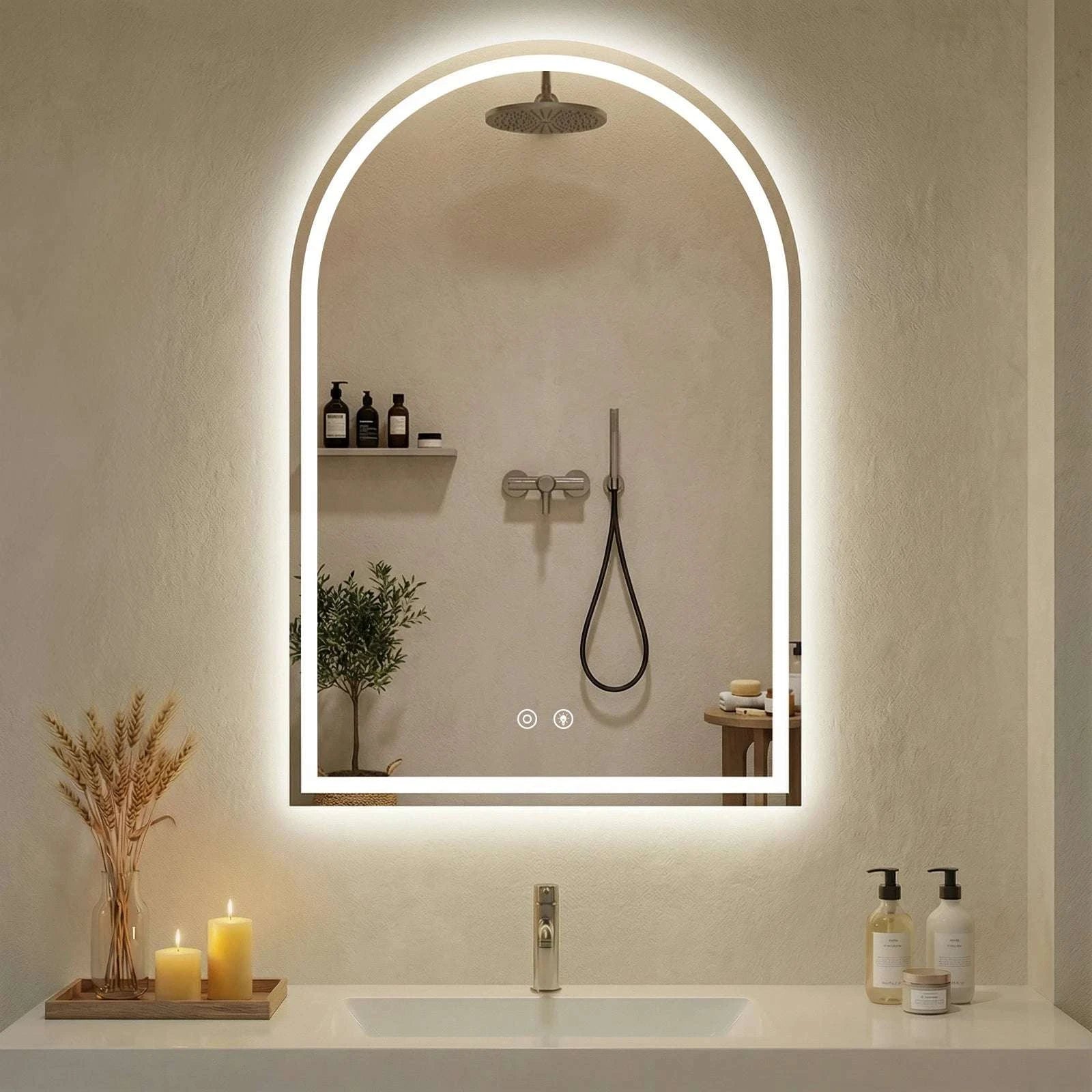 Arched LED Bathroom Vanity Mirror with 3 Light Modes & Defog-36L x 28W / United States