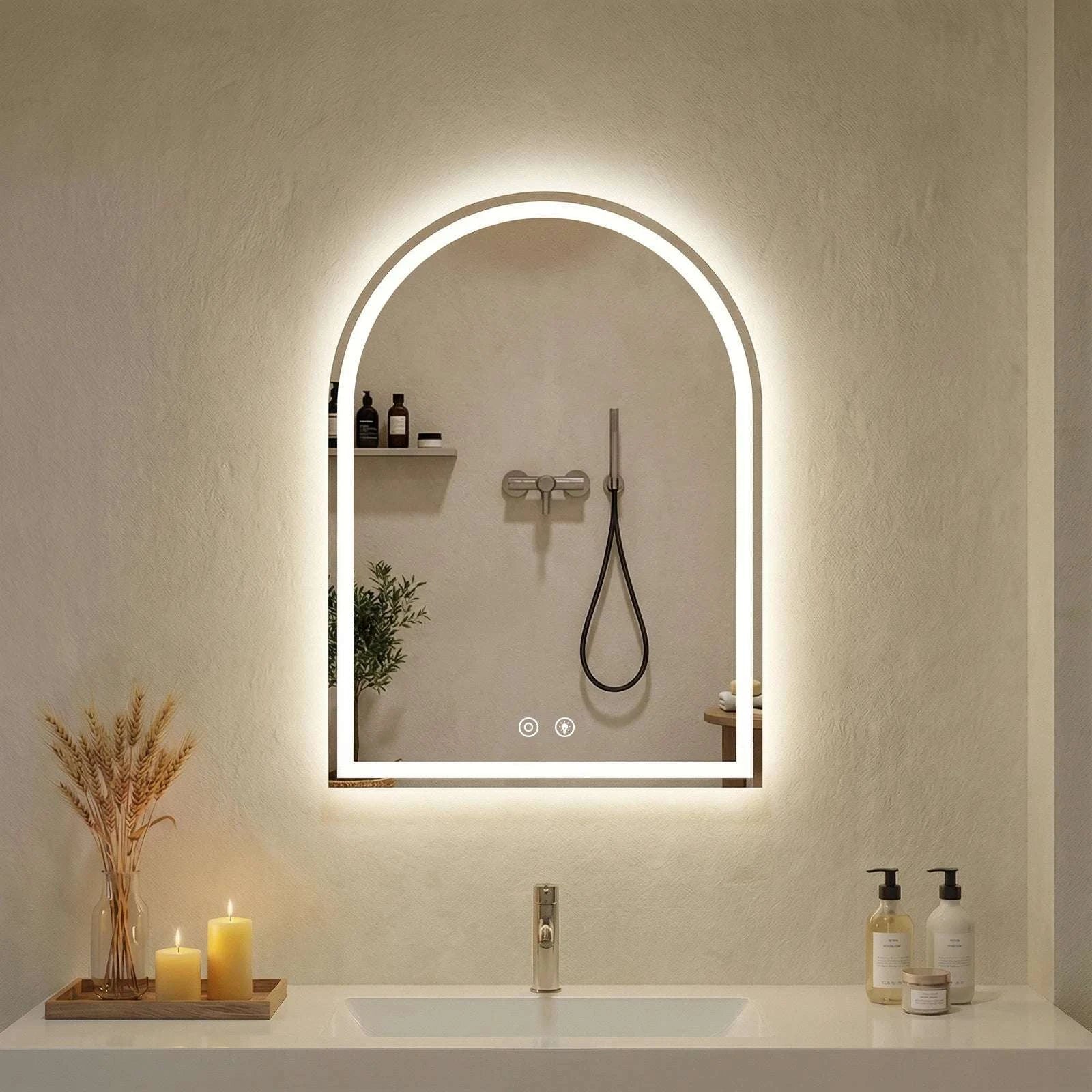 Arched LED Bathroom Vanity Mirror with 3 Light Modes & Defog-36L x 28W / United States