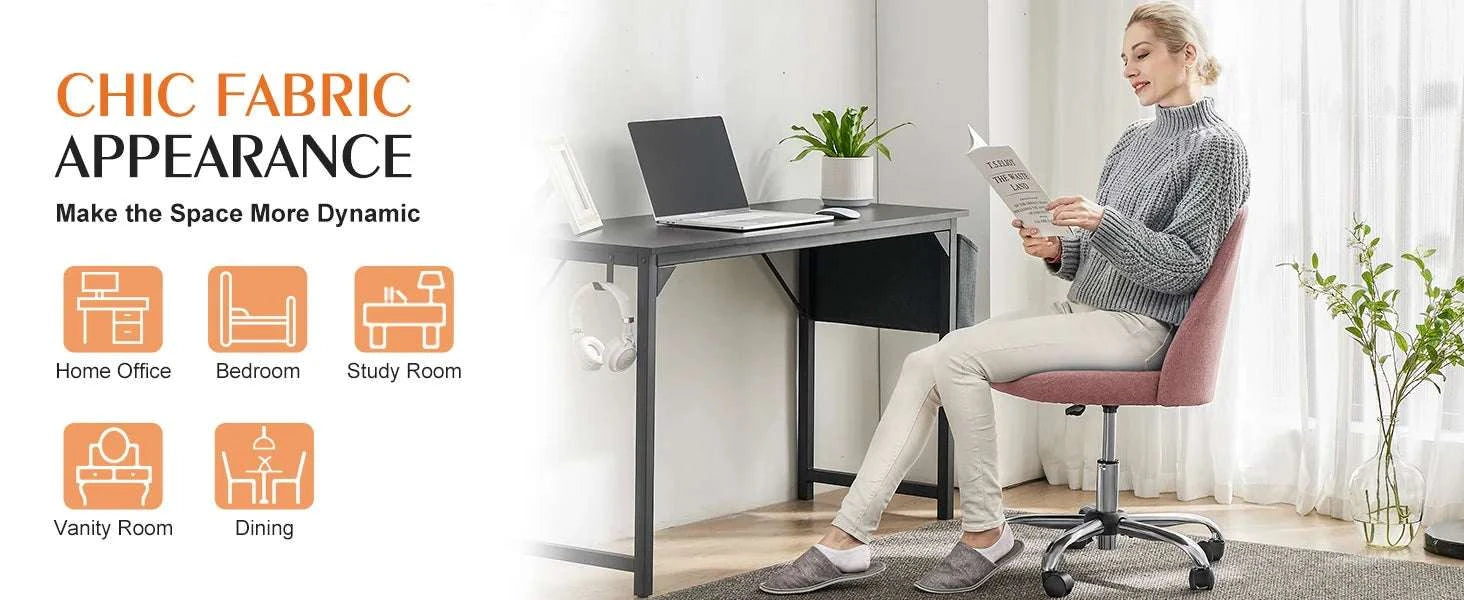 Armless Adjustable Swivel Desk Chair with Wheels and Back Support-DARK GRAY / United States