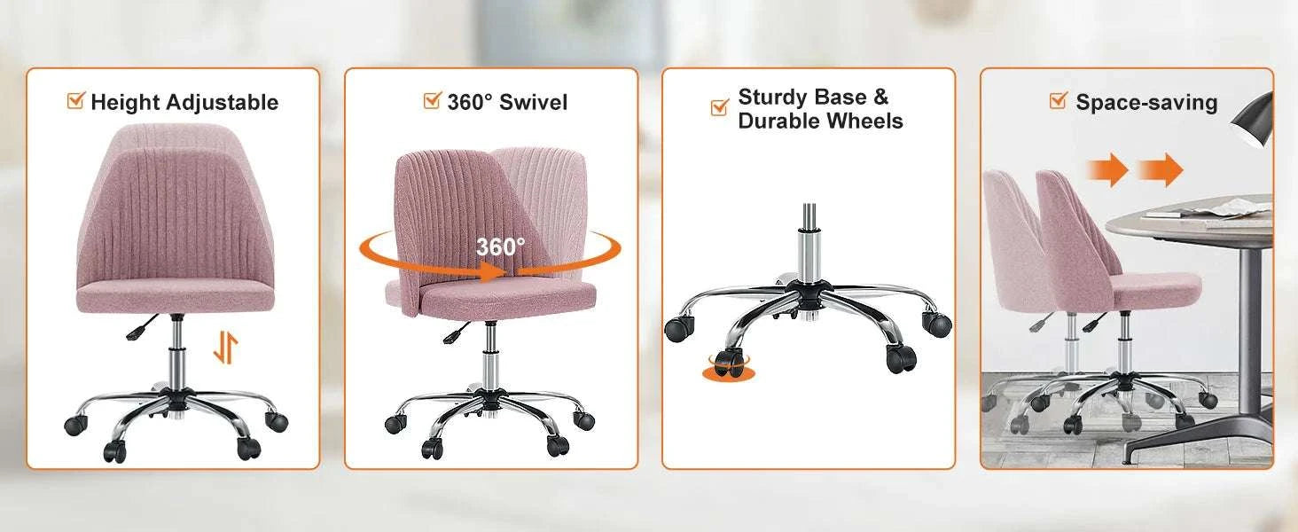 Armless Adjustable Swivel Desk Chair with Wheels and Back Support-DARK GRAY / United States
