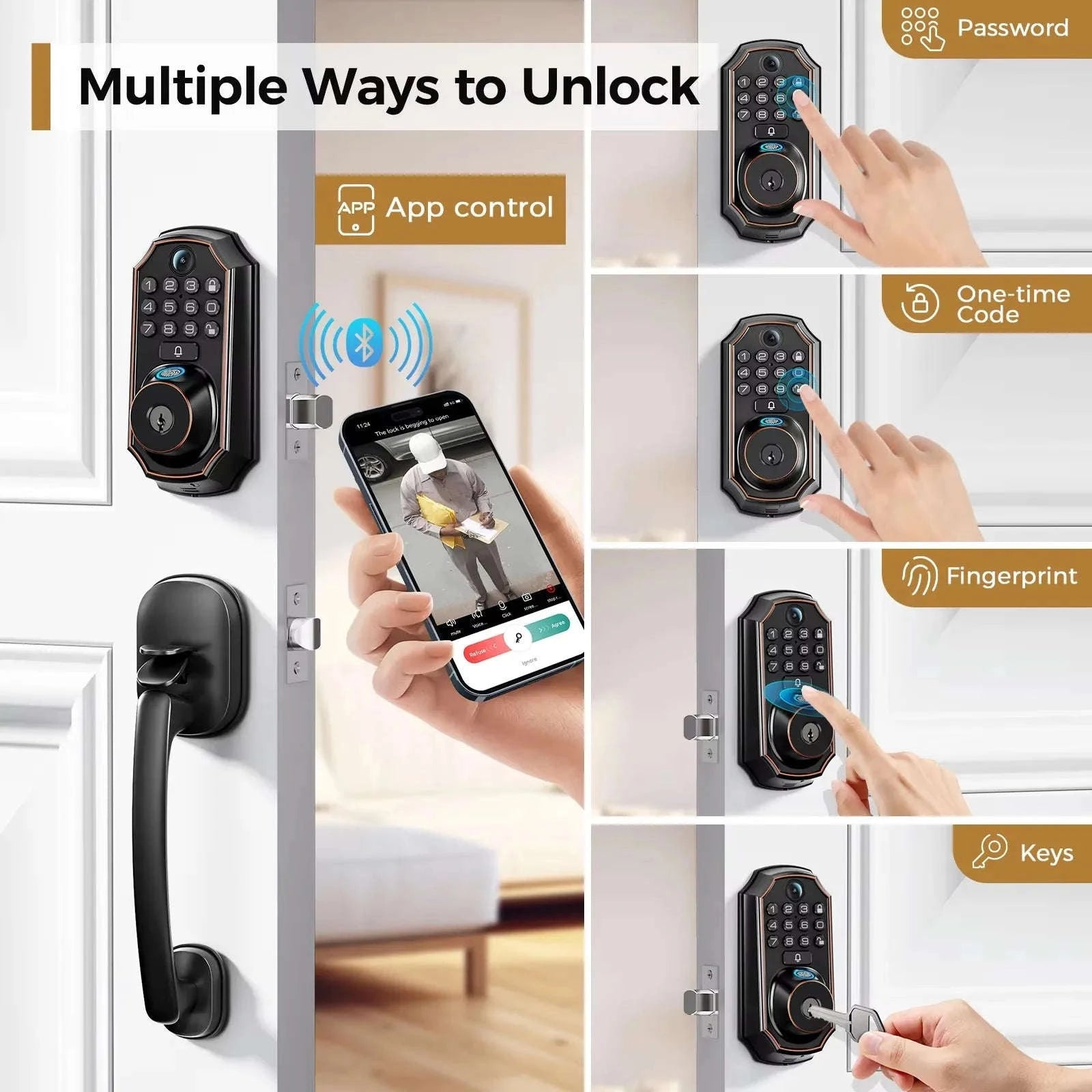 ARPHA D289H Smart WiFi Fingerprint Door Lock with Camera-D289H Smart Lock / United States