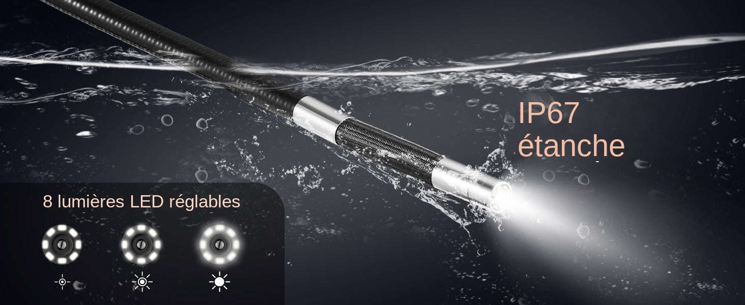 Articulating Borescope Camera with Light, 5" 1080P Screen, 6.4mm Lens-spain