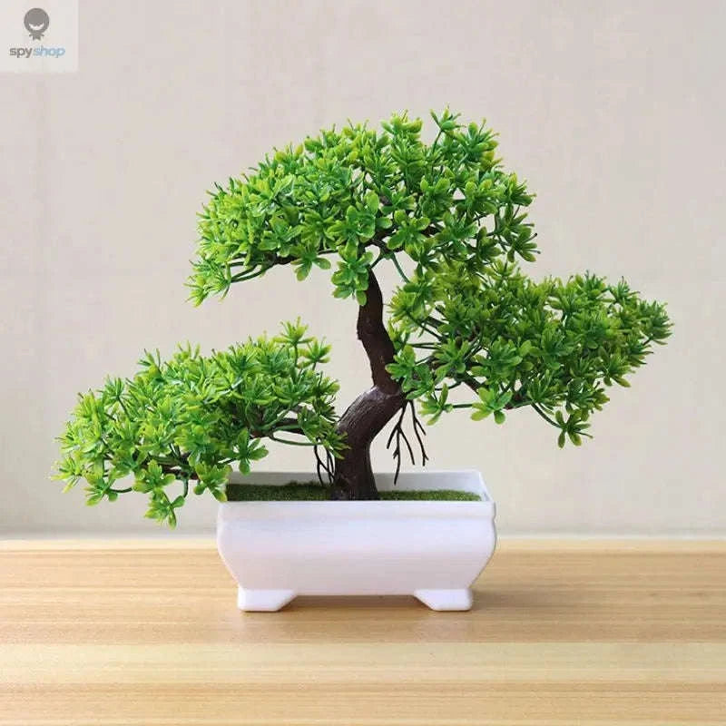 Artificial Bonsai Plant Pot Decor-1pcs / green