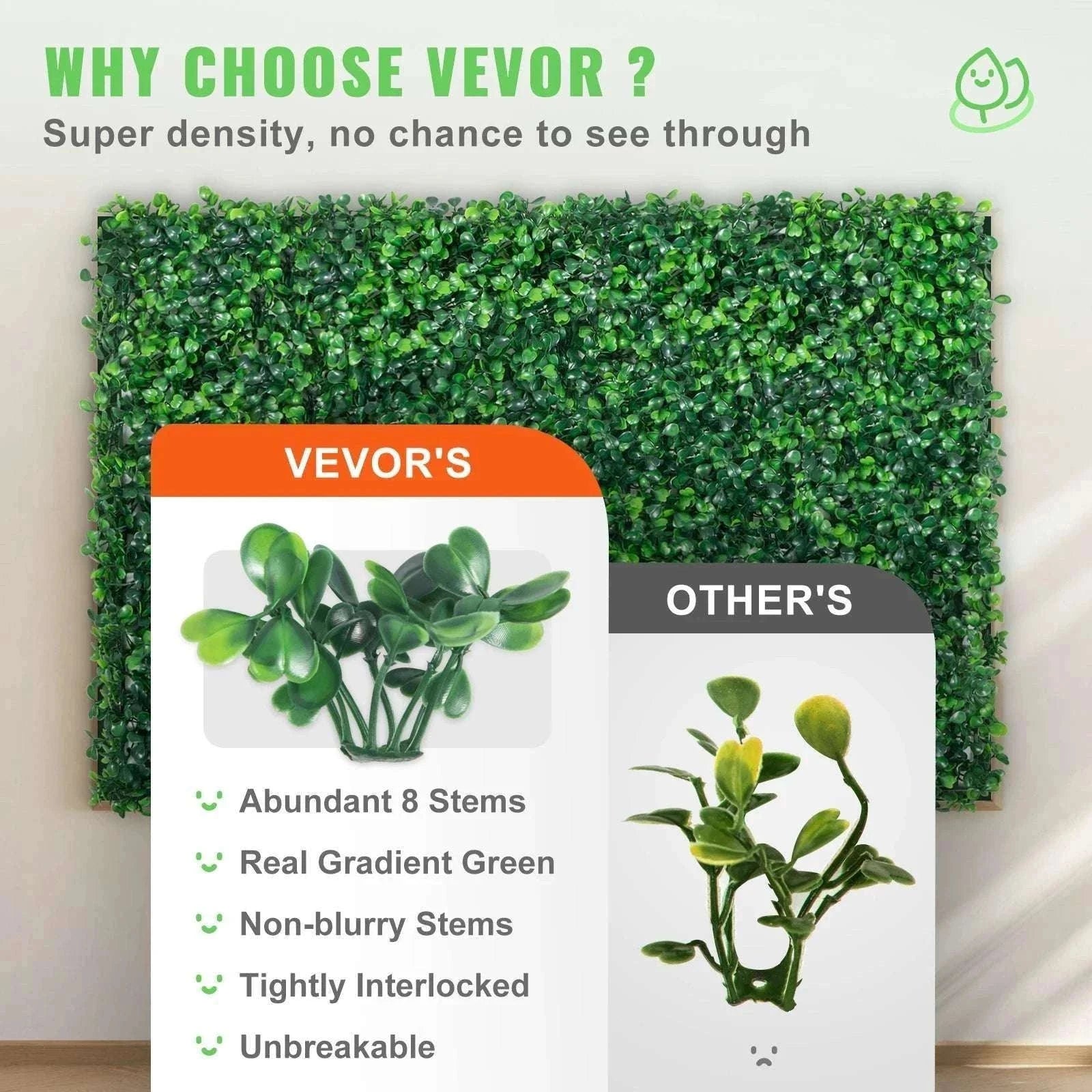 Artificial Boxwood Hedge Wall Panels 24 PCS UV Grass Backdrop-24x16in / Poland