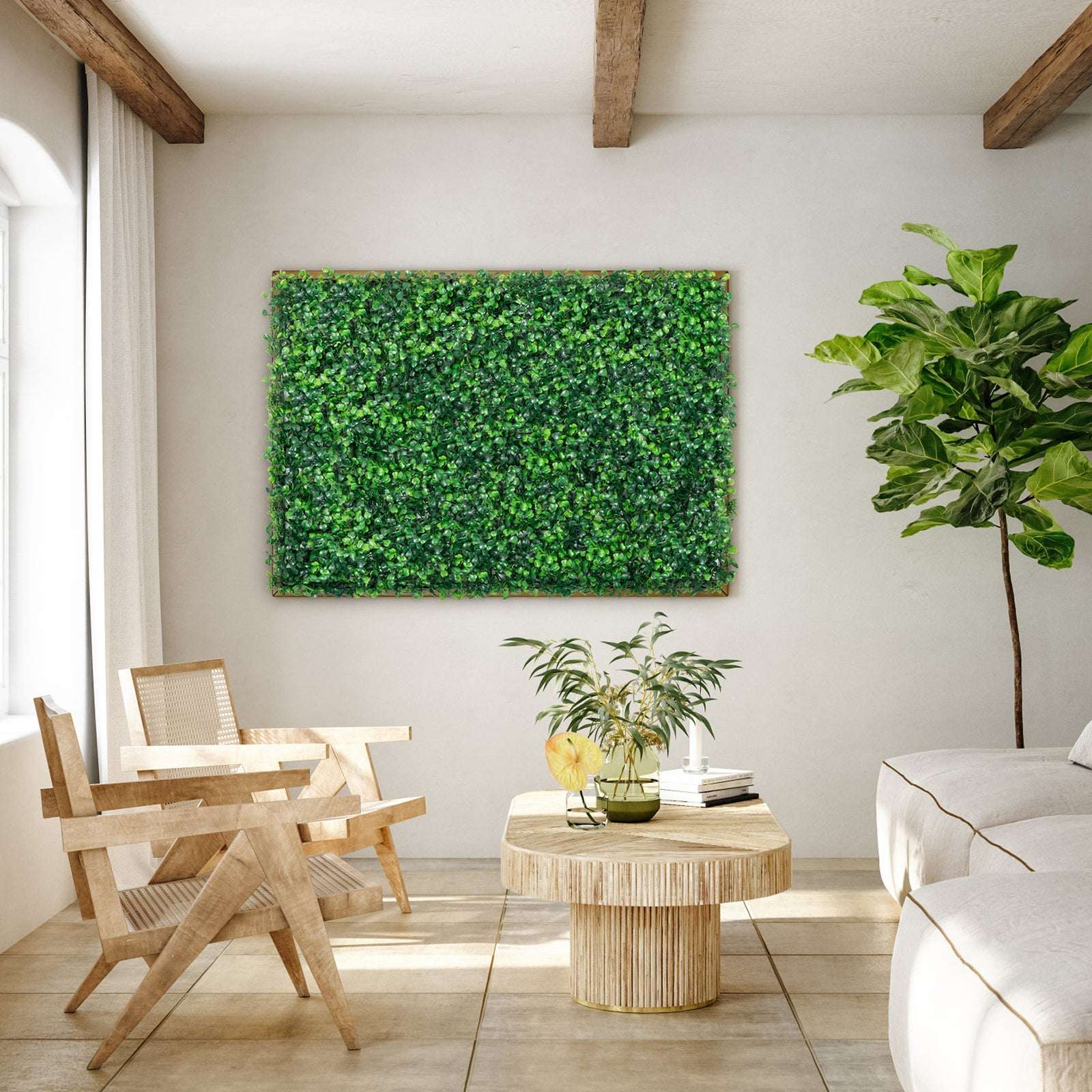 Artificial Boxwood Hedge Wall Panels 24 PCS UV Grass Backdrop-24x16in / Poland