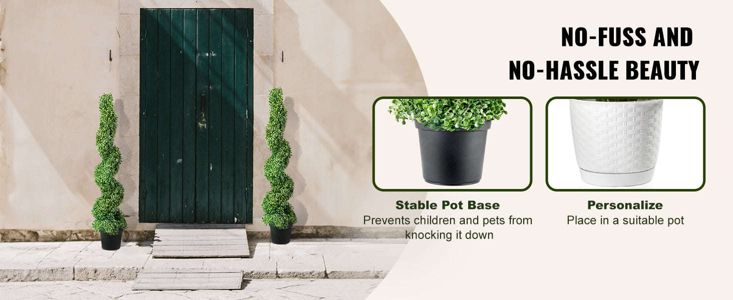 Artificial Boxwood Spiral Topiary Tree 24/36/48 in-48in 2pcs / spain