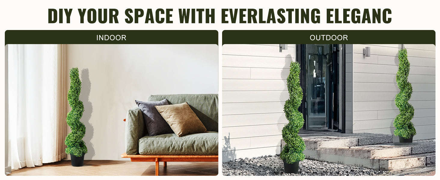 Artificial Boxwood Spiral Topiary Tree 24/36/48 in-48in 2pcs / spain