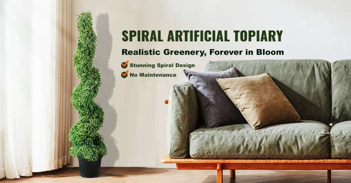 Artificial Boxwood Spiral Topiary Tree 24/36/48 in-48in 2pcs / spain