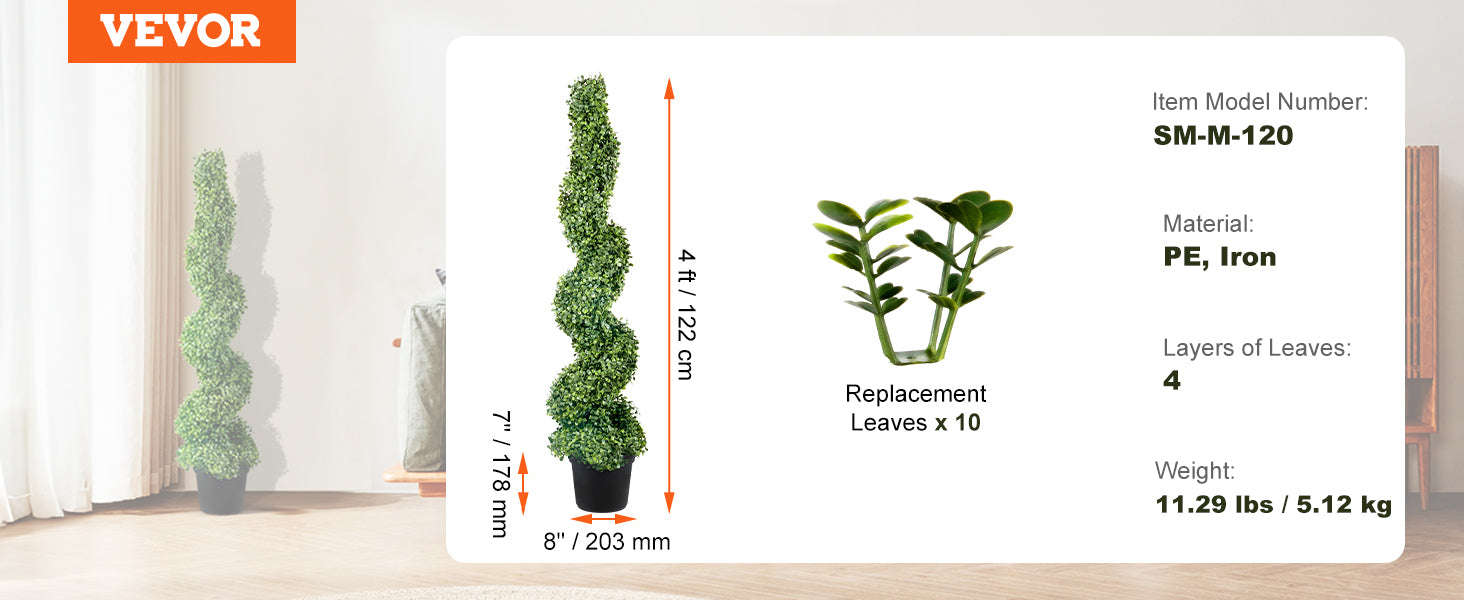 Artificial Boxwood Spiral Topiary Tree 24/36/48 in-48in 2pcs / spain