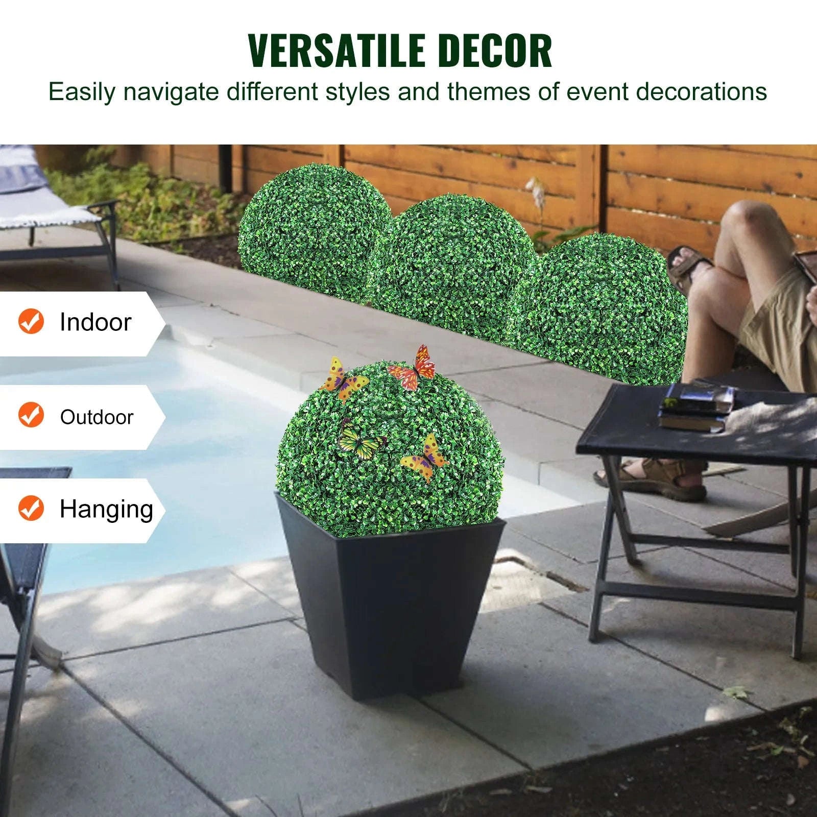 Artificial Boxwood Topiary Trees 16 Inch Ball Shape, 2 Pack-16in / United States