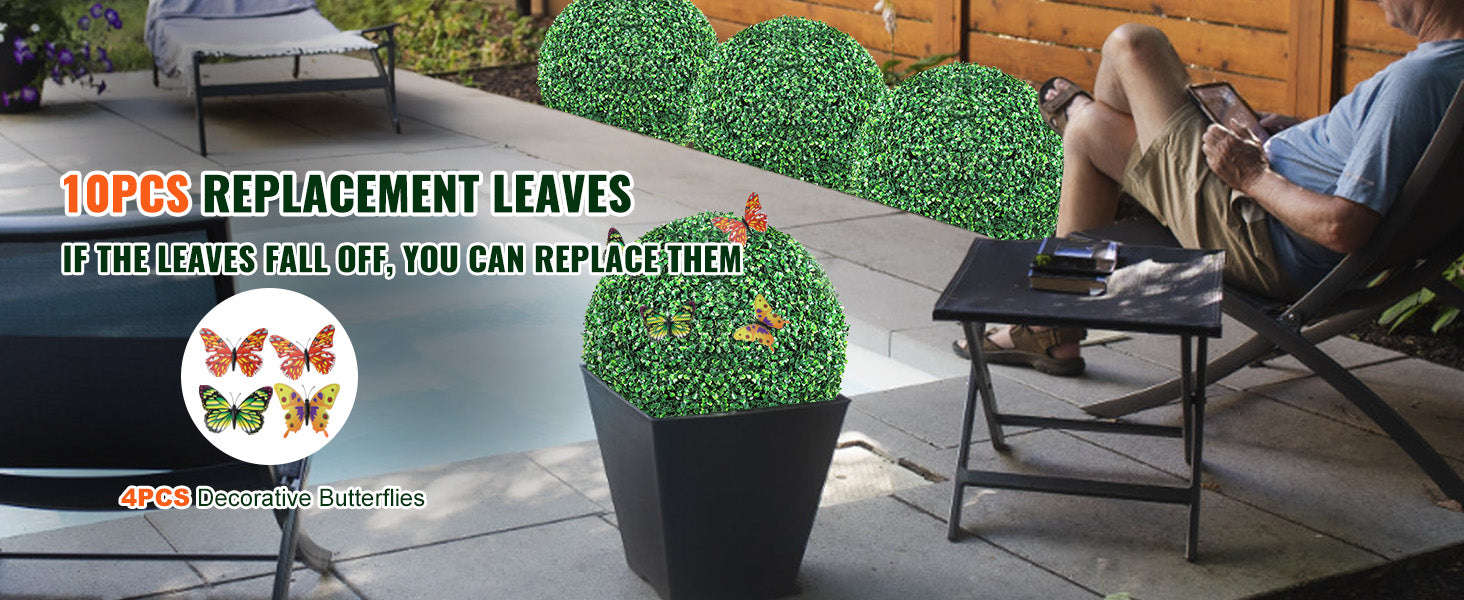 Artificial Boxwood Topiary Trees 16 Inch Ball Shape, 2 Pack-16in / United States