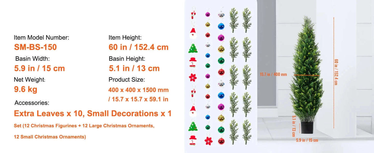 Artificial Cedar Topiary Tree for Home and Outdoor Decor-36in A frame / CZECH REPUBLIC