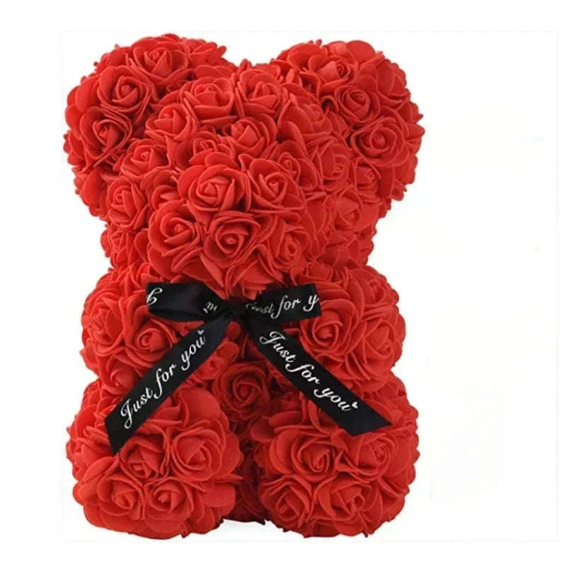 Artificial Flower Eternal Rose Teddy Bear Gift for Celebrations-PInk