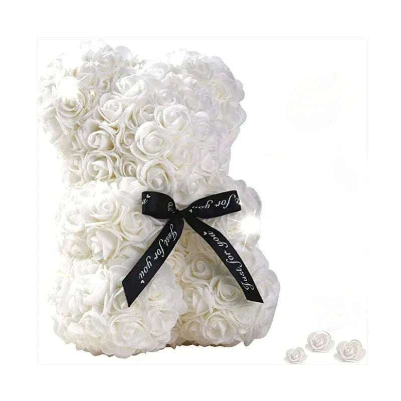 Artificial Flower Eternal Rose Teddy Bear Gift for Celebrations-PInk