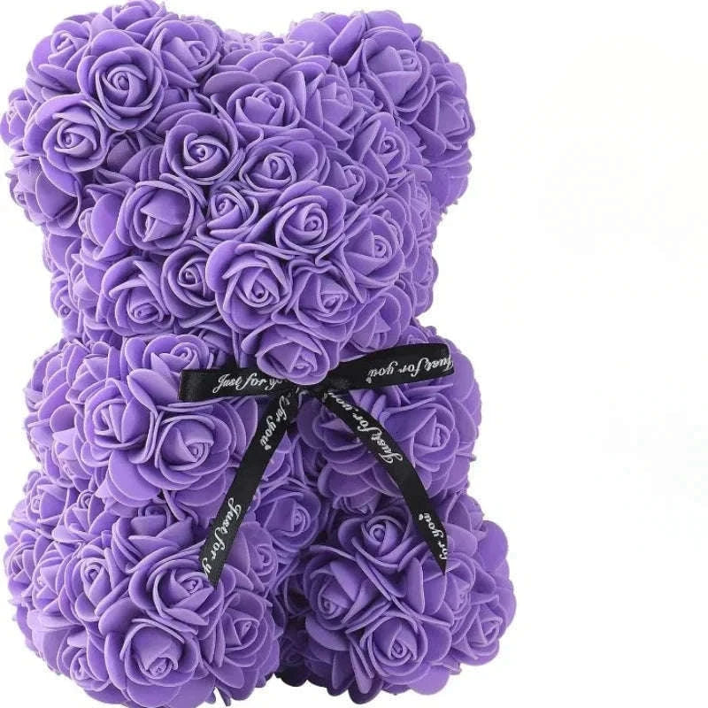 Artificial Flower Eternal Rose Teddy Bear Gift for Celebrations-PInk