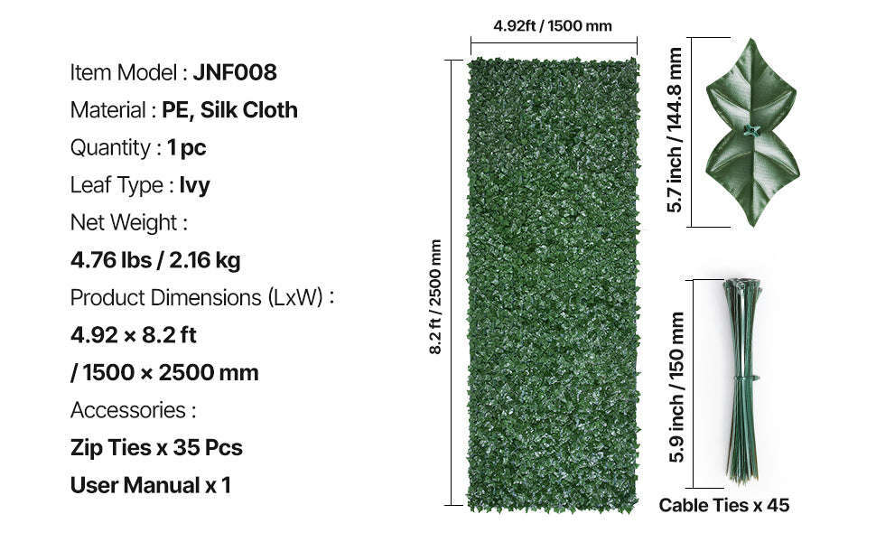 Artificial Green Wall Privacy Fence for Outdoor Garden Yard Balcony Decor-59x118inch Backcloth / United States