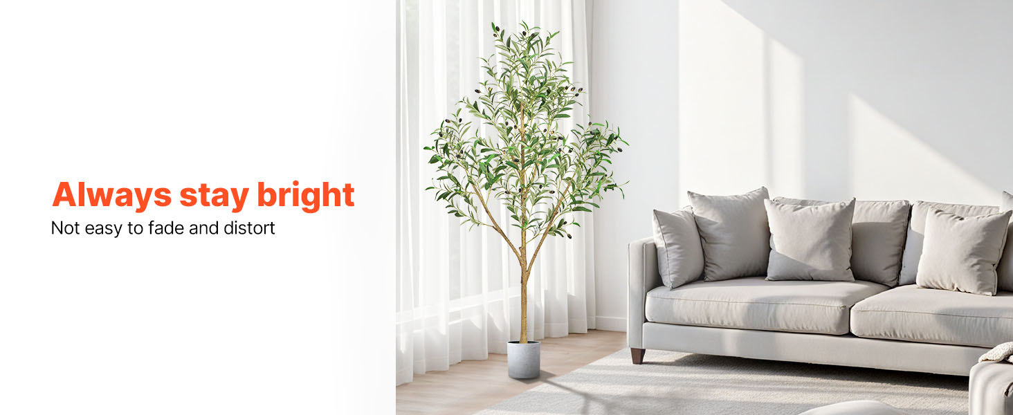 Árvore Artificial SucceBuy com Vaso Preto, Árvore Falsa Alta com Tronco de Madeira Natural, Planta Falsa para Interior, Decoração de Canto para Casa e Escritório