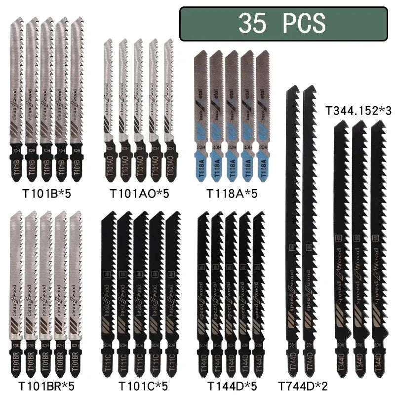 Assorted HCS T‑Shank Jigsaw Blades Set-20 pcs