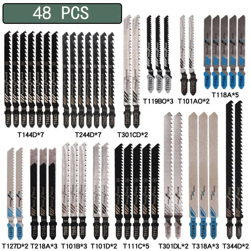 Assorted HCS T‑Shank Jigsaw Blades Set-20 pcs