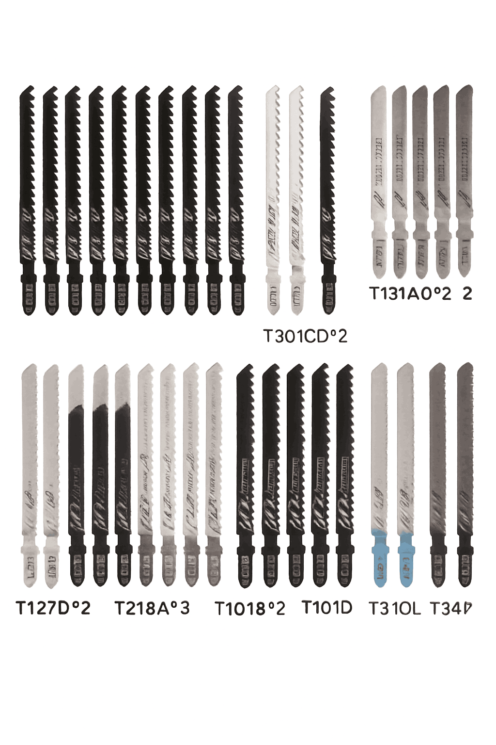 Assorted HCS T-Shank Jigsaw Blades Set for Wood, Plastic, Metal-20 pcs