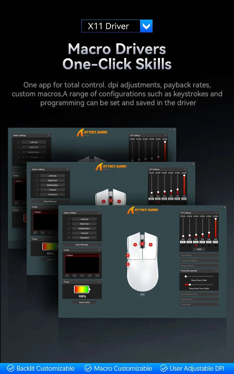 Attack Shark X11 Wireless Gaming Mouse-X11 White