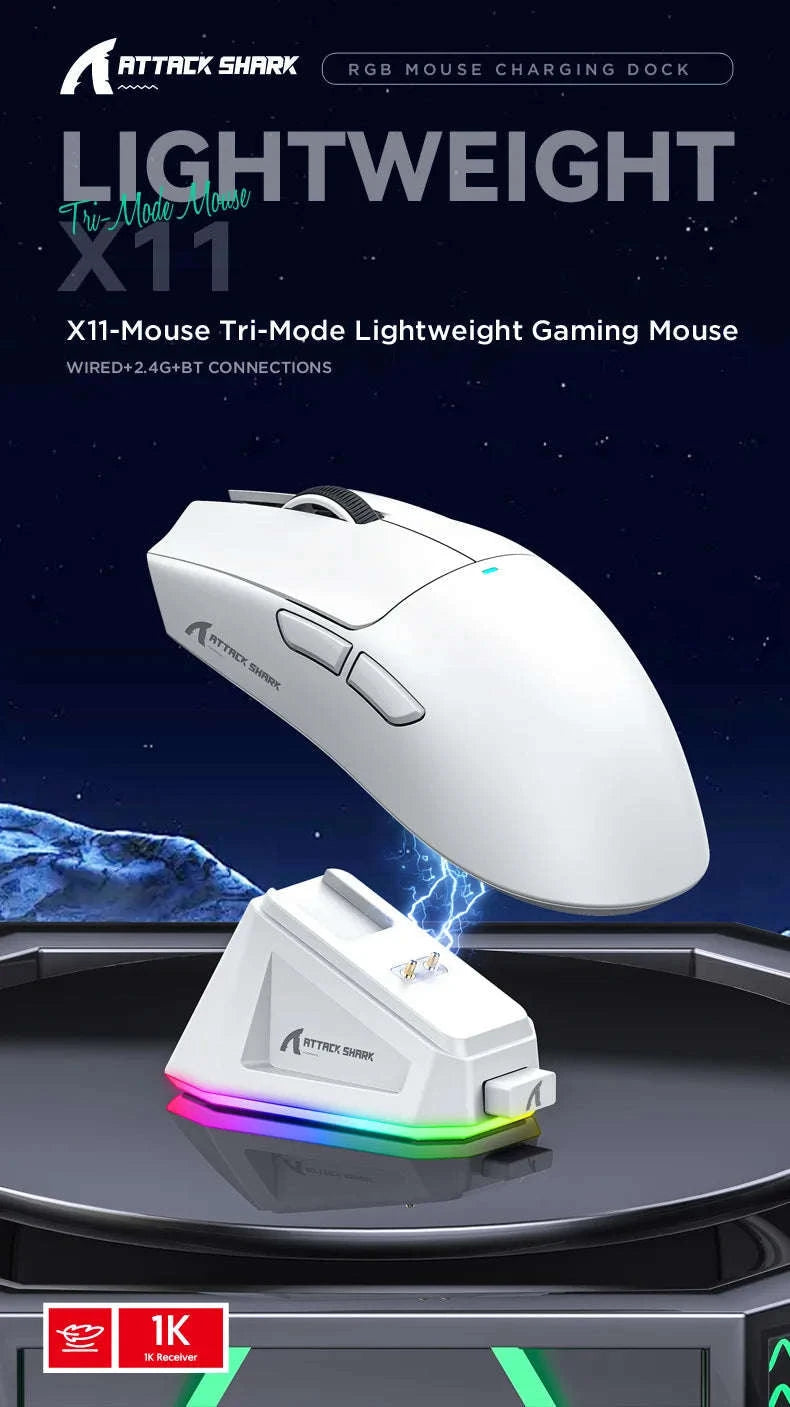 Attack Shark X11 Wireless Gaming Mouse-X11 White