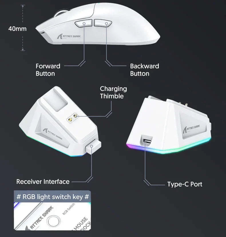 Attack Shark X11 Wireless Gaming Mouse-X11 White