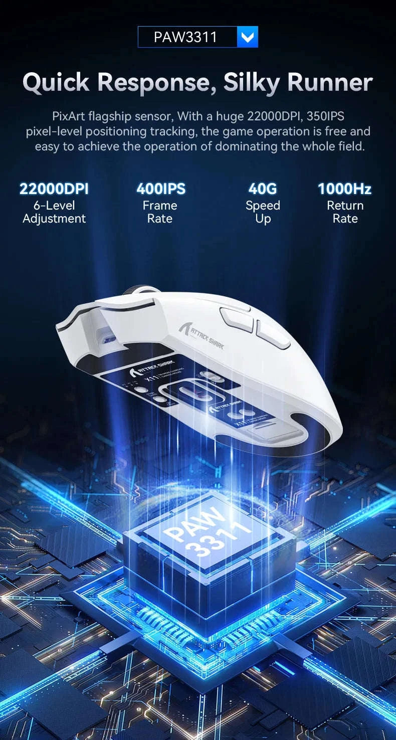Attack Shark X11 Wireless Gaming Mouse-X11 White